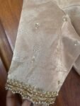 Hand Embroidered Zardosi Blouse: Gold Tissue Silk Maggam Work