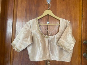 Hand Embroidered Zardosi Blouse: Gold Tissue Silk Maggam Work