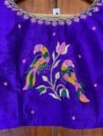 pure silk purple hand embroidery blouse /saree maggam blouse / bird embroidery blouse / hand embroidered blouse / purple ready made blouse