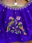pure silk purple hand embroidery blouse /saree maggam blouse / bird embroidery blouse / hand embroidered blouse / purple ready made blouse
