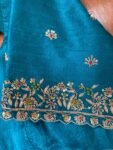 pure silk hand embroidery blouse/blue maggam blouse /raw silk zardosi blouse/hand embroidered blouse/designer ready made blouse/wedding blou