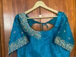 pure silk hand embroidery blouse/blue maggam blouse /raw silk zardosi blouse/hand embroidered blouse/designer ready made blouse/wedding blou