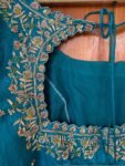 pure silk hand embroidery blouse/blue maggam blouse /raw silk zardosi blouse/hand embroidered blouse/designer ready made blouse/wedding blou