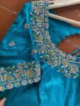 pure silk hand embroidery blouse/blue maggam blouse /raw silk zardosi blouse/hand embroidered blouse/designer ready made blouse/wedding blou