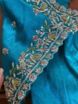 pure silk hand embroidery blouse/blue maggam blouse /raw silk zardosi blouse/hand embroidered blouse/designer ready made blouse/wedding blou