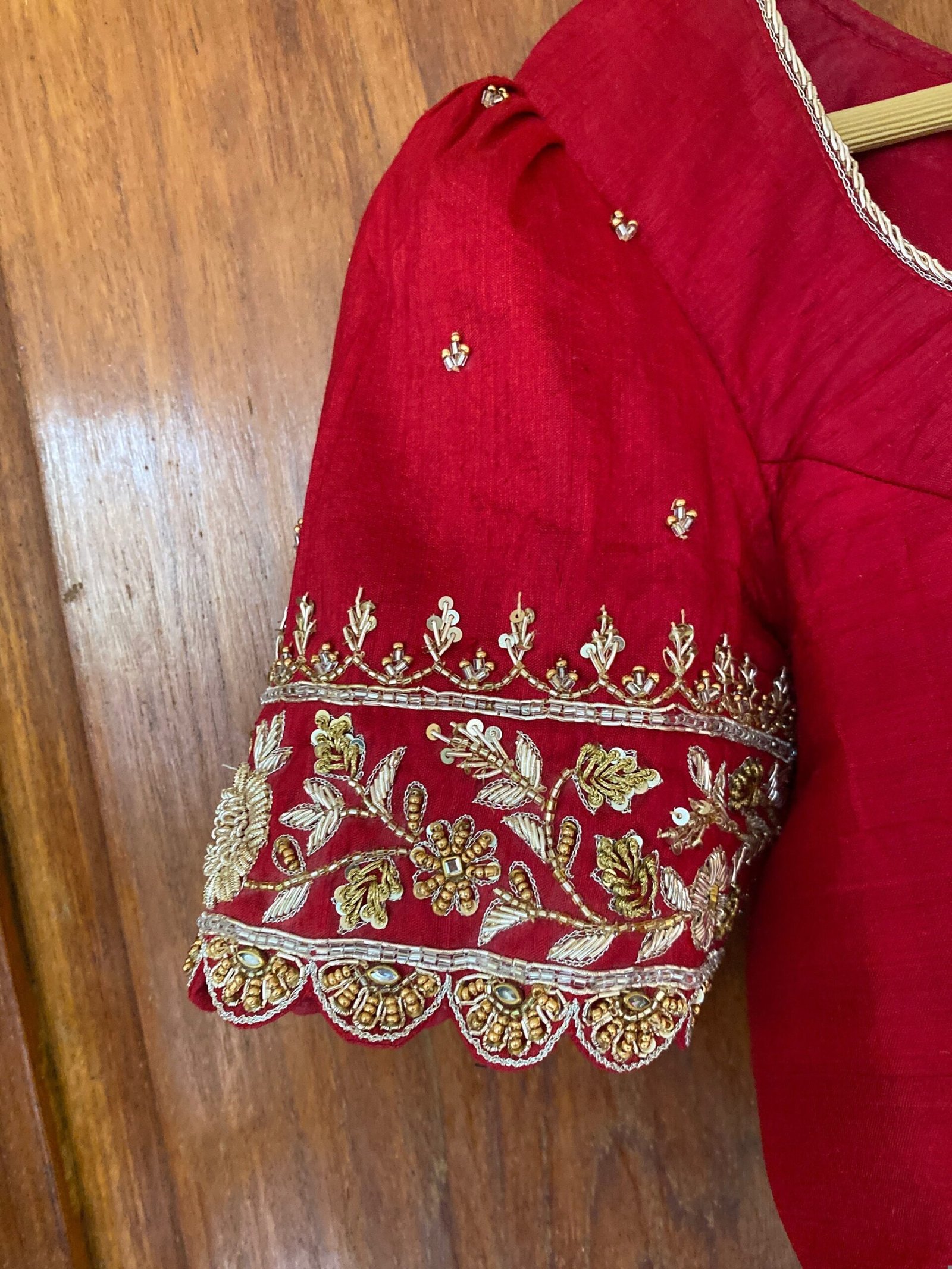 pure silk hand embroidery blouse /saree maggam blouse /red zardosi blouse /maroon red hand embroidered blouse /red ready made blouse zardosi