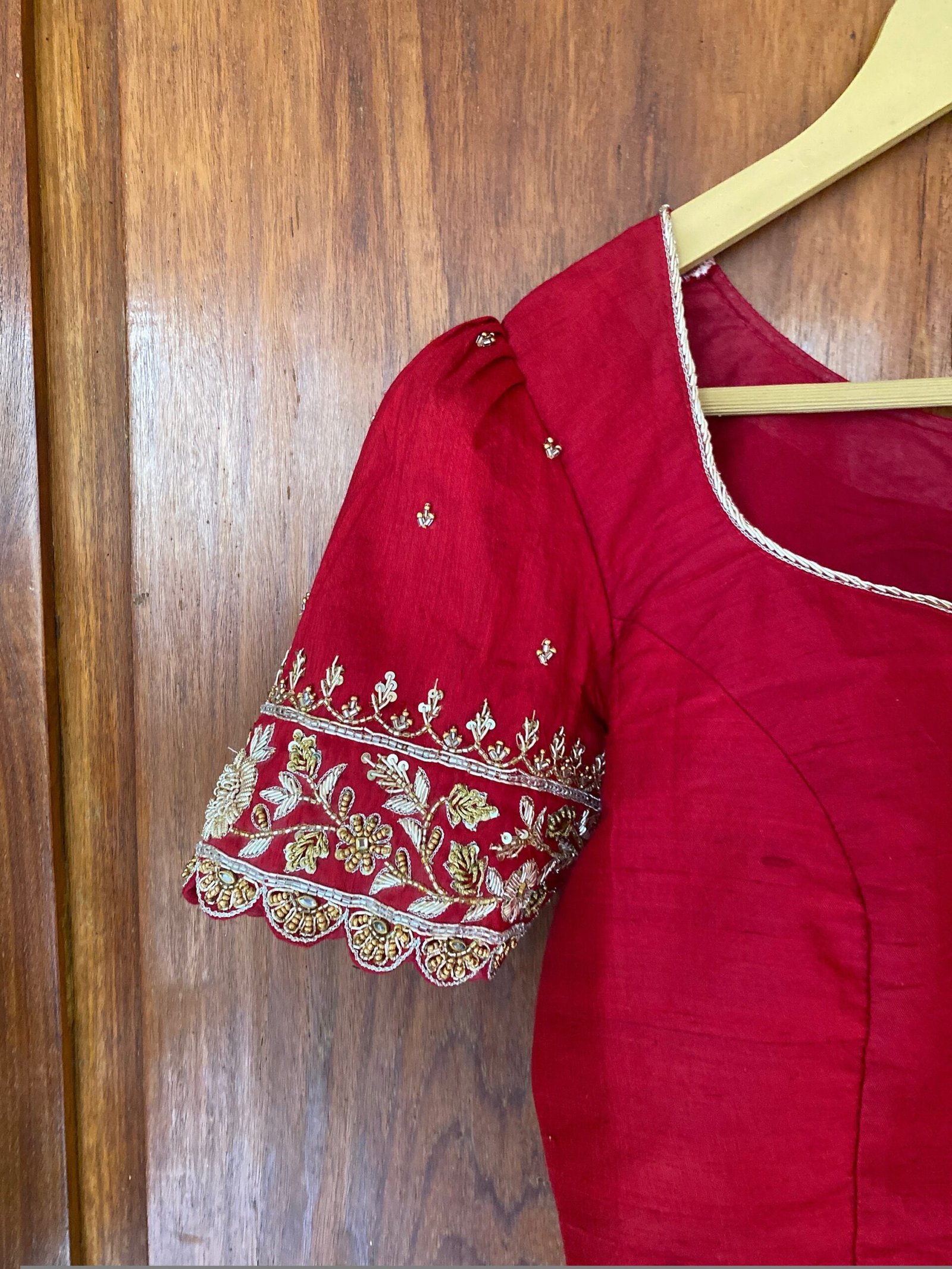 pure silk hand embroidery blouse /saree maggam blouse /red zardosi blouse /maroon red hand embroidered blouse /red ready made blouse zardosi