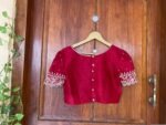 pure silk hand embroidery blouse /saree maggam blouse /red zardosi blouse /maroon red hand embroidered blouse /red ready made blouse zardosi
