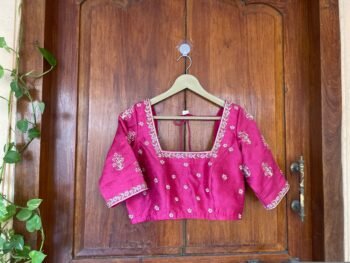 Pink pure silk hand embroidery blouse/readymade maggam blouse/pink saree blouse/ hand embroidered blouse /ready made handmade blouse zardosi