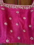 Pink pure silk hand embroidery blouse/readymade maggam blouse/pink saree blouse/ hand embroidered blouse /ready made handmade blouse zardosi