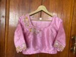 Pure silk hand embroidery blouse/saree maggam light pink blouse /pink saree blouse/ hand embroidered blouse / pink ready made blouse zardosi