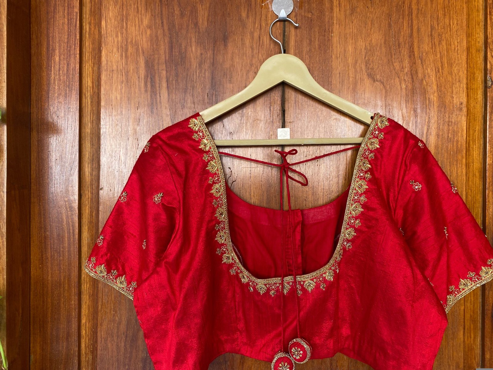 pure silk hand embroidery blouse / saree maggam red blouse / raw silk zardosi blouse / hand embroidered blouse / ready made blouse zardosi/
