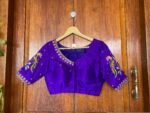 pure silk purple hand embroidery blouse /saree maggam blouse / bird embroidery blouse / hand embroidered blouse / purple ready made blouse