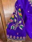 pure silk purple hand embroidery blouse /saree maggam blouse / bird embroidery blouse / hand embroidered blouse / purple ready made blouse