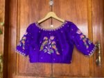 pure silk purple hand embroidery blouse /saree maggam blouse / bird embroidery blouse / hand embroidered blouse / purple ready made blouse