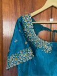 pure silk hand embroidery blouse/blue maggam blouse /raw silk zardosi blouse/hand embroidered blouse/designer ready made blouse/wedding blou