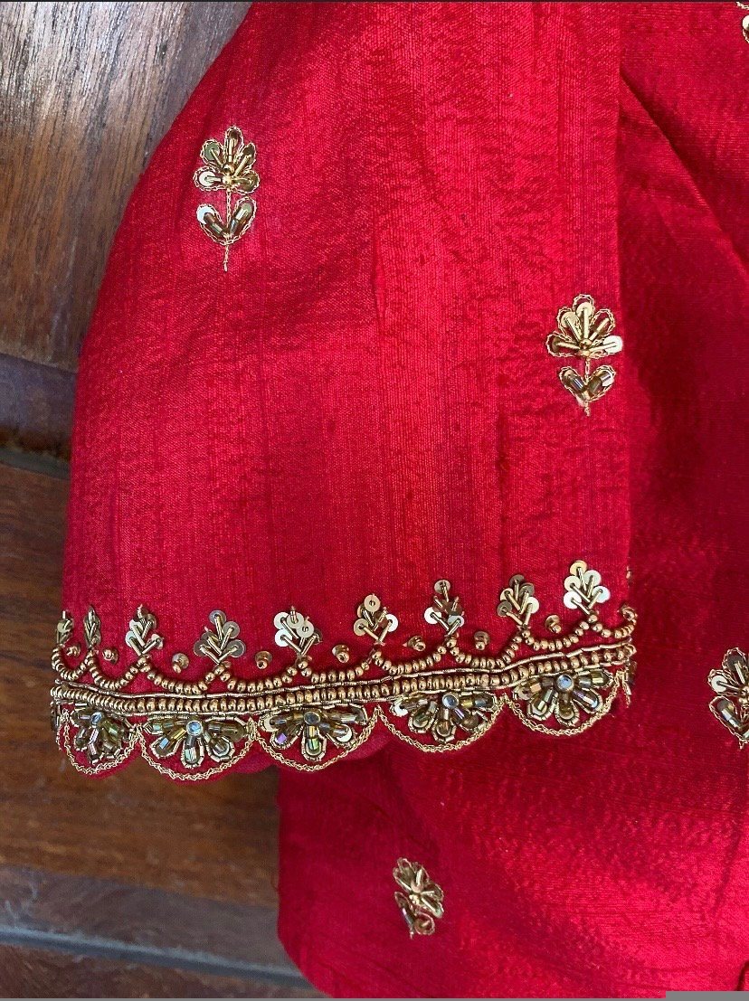 pure silk hand embroidery blouse /saree maggam blouse /red zardosi blouse /maroon red hand embroidered blouse /red ready made blouse zardosi