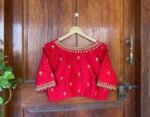 pure silk hand embroidery blouse /saree maggam blouse /red zardosi blouse /maroon red hand embroidered blouse /red ready made blouse zardosi