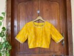 pure silk hand embroidery blouse/saree maggam yellow blouse/yellow banarasi blouse/hand embroidered blouse /pure banarasi blouse zardosi usa