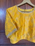 pure silk hand embroidery blouse/saree maggam yellow blouse/yellow banarasi blouse/hand embroidered blouse /pure banarasi blouse zardosi usa
