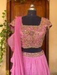 Women’s lehenga set/crop top lehenga /Indian crop top skirt/wedding lehenga USA /hand embroidered silk skirt/pink lehenga set/wedding dress