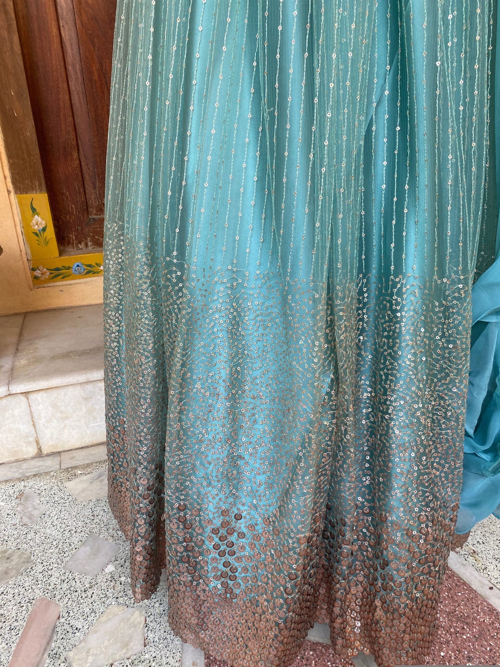 Women’s lehenga set/blue crop top lehenga/Indian crop top skirt USA/wedding lehenga choli USA/ sequin lehenga skirt with ruffle dupatta usa