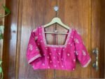 Pink pure silk hand embroidery blouse/readymade maggam blouse/pink saree blouse/ hand embroidered blouse /ready made handmade blouse zardosi