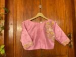 Pure silk hand embroidery blouse/saree maggam light pink blouse /pink saree blouse/ hand embroidered blouse / pink ready made blouse zardosi