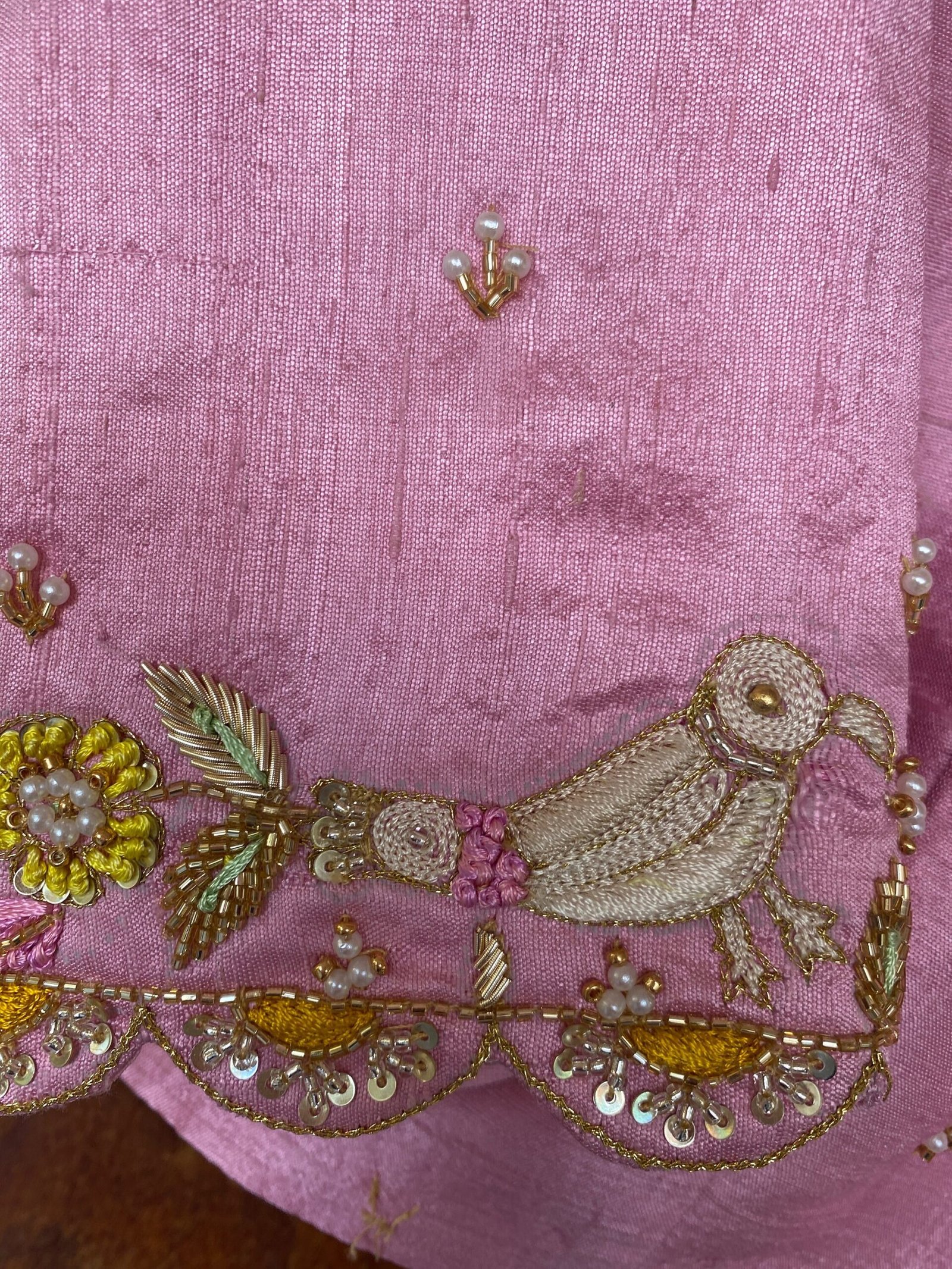Pure silk hand embroidery blouse/saree maggam light pink blouse /pink saree blouse/ hand embroidered blouse / pink ready made blouse zardosi