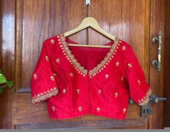 pure silk hand embroidery blouse /saree maggam blouse /red zardosi blouse /maroon red hand embroidered blouse /red ready made blouse zardosi