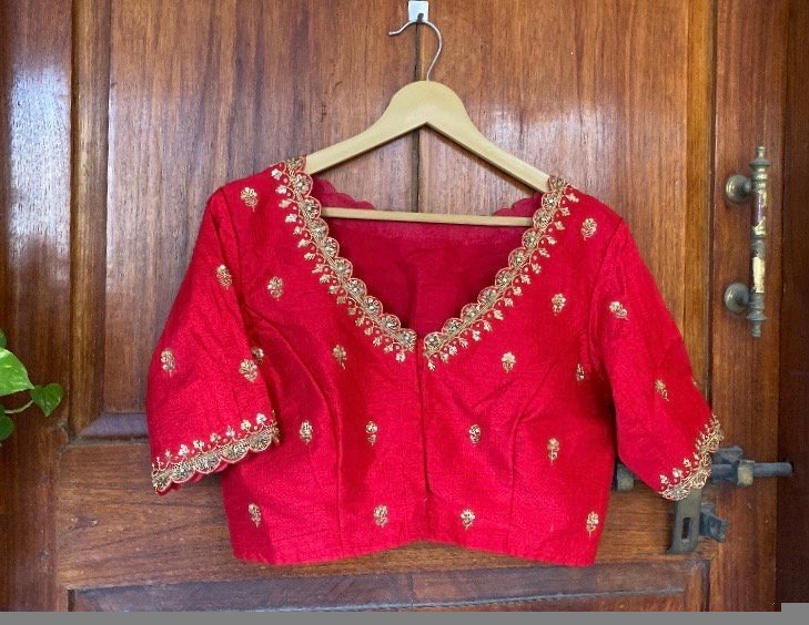 pure silk hand embroidery blouse /saree maggam blouse /red zardosi blouse /maroon red hand embroidered blouse /red ready made blouse zardosi