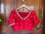 pure silk hand embroidery blouse /saree maggam blouse /red zardosi blouse /maroon red hand embroidered blouse /red ready made blouse zardosi