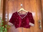Red velvet ready made saree blouse USA / burgundy red crop top/ velvet stitched saree blouse / saree blouse USA / designer maroon red blouse
