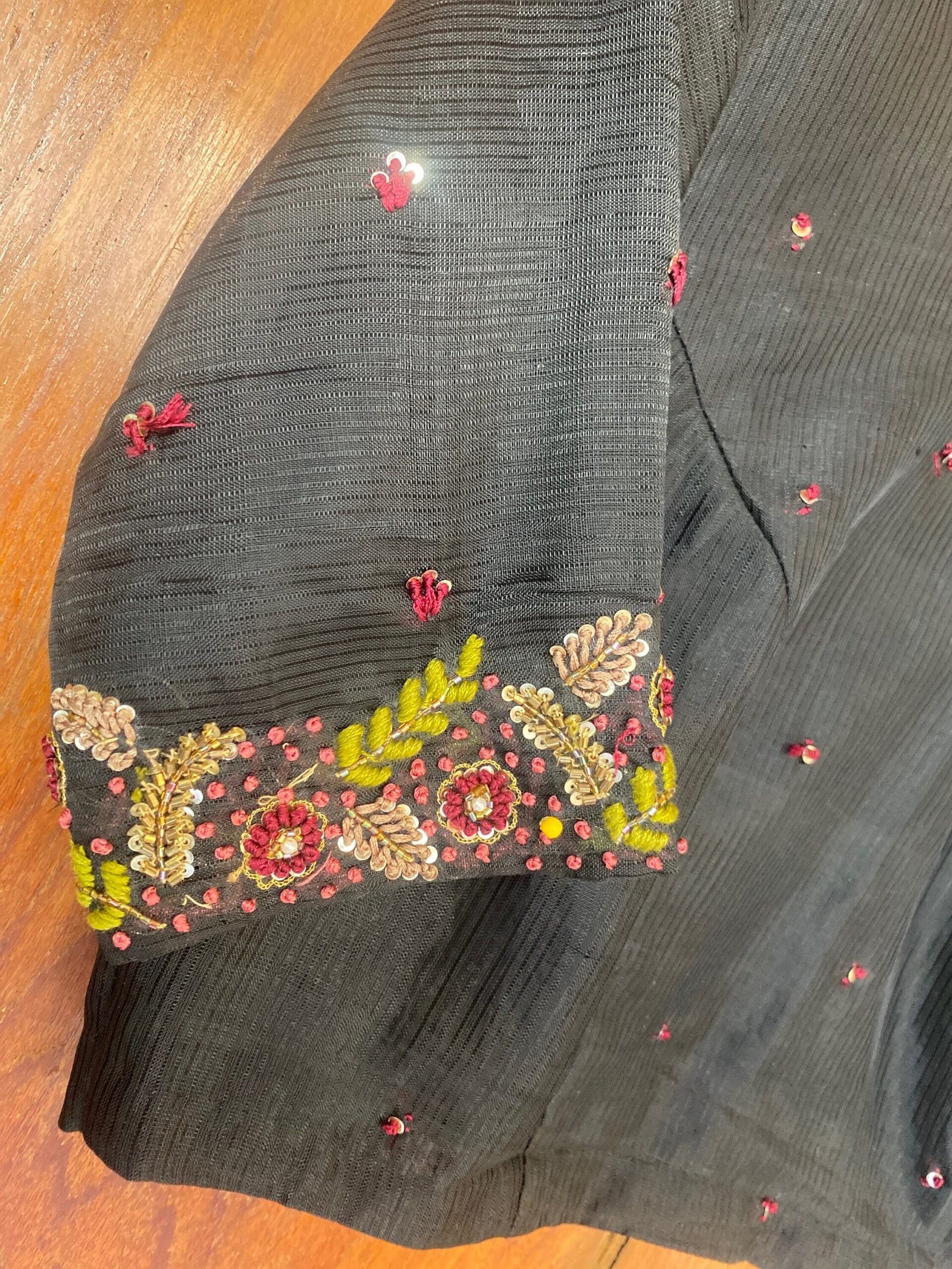pure silk hand embroidery blouse/multicolor maggam blouse/raw silk zardosi blouse / hand embroidered blouse/ready made thread work blouse