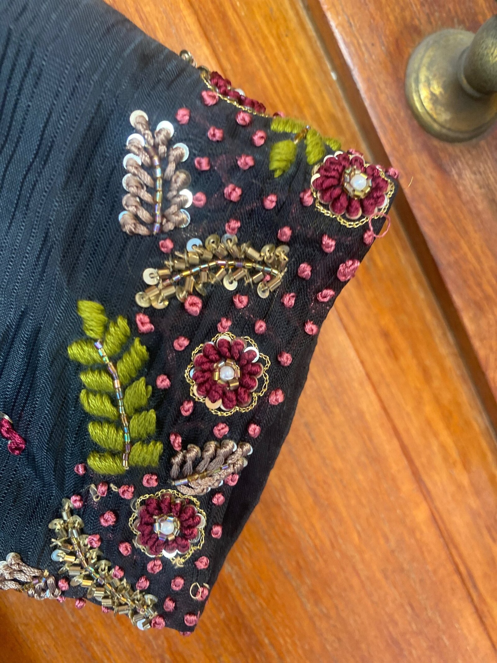 pure silk hand embroidery blouse/multicolor maggam blouse/raw silk zardosi blouse / hand embroidered blouse/ready made thread work blouse