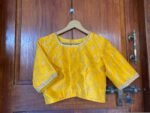 pure silk hand embroidery blouse/saree maggam yellow blouse/yellow banarasi blouse/hand embroidered blouse /pure banarasi blouse zardosi usa