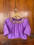 Lavender collar hand embroidery blouse/saree maggam work blouse/collar saree blouse/hand embroidered blouse/lavender ready made blouse