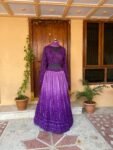 Purple Ombre Lehenga Set: Chikankari Embroidery Crop Top, Dupatta