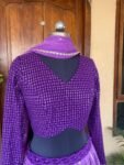 Purple Ombre Lehenga Set: Chikankari Embroidery Crop Top, Dupatta