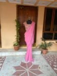 Saree with stitched blouse/ silk saree hand embroideredblouse / pink saree USA / soft silk saree ready blouse / cocktail saree/ modern saree