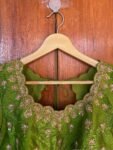 pure silk hand embroidery blouse usa/ green saree maggam blouse /raw silk zardosi blouse /hand embroidered blouse/ready made blouse zardosi