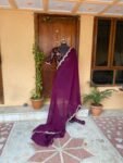 Soft organza saree with sequin embroidered ready to wear blouse/purple saree|cocktail saree/scallop saree with stitched designer blouse usa
