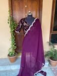 Soft organza saree with sequin embroidered ready to wear blouse/purple saree|cocktail saree/scallop saree with stitched designer blouse usa