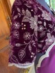 Soft organza saree with sequin embroidered ready to wear blouse/purple saree|cocktail saree/scallop saree with stitched designer blouse usa