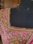 Saree with stitched blouse/ silk saree hand embroideredblouse / pink saree USA / soft silk saree ready blouse / cocktail saree/ modern saree