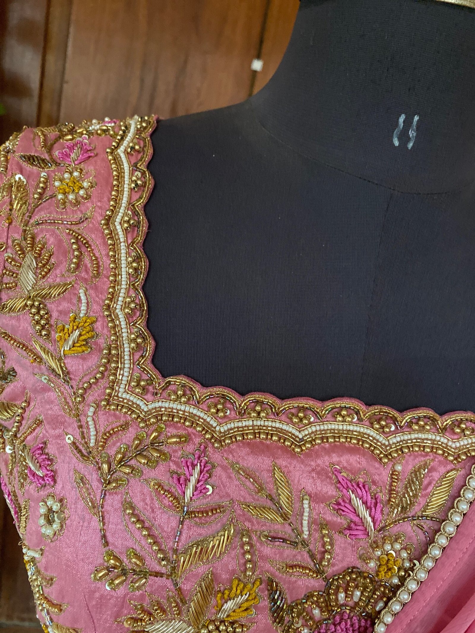 Saree with stitched blouse/ silk saree hand embroideredblouse / pink saree USA / soft silk saree ready blouse / cocktail saree/ modern saree