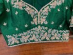 pure silk hand embroidery blouse usa/ green saree maggam blouse /raw silk zardosi blouse /hand embroidered blouse/ready made blouse zardosi