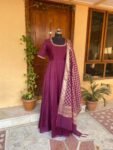 Pure chanderi hand embroidered Anarkali with chanderi handloom dupatta / anarkali suit/ anarkali dupatta USA / Indian dresses/ voggish USA