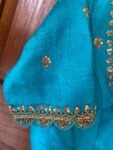 Hand Embroidered Raw Silk Blouse: Zardosi Maggam Saree Blouse