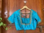 Hand Embroidered Raw Silk Blouse: Zardosi Maggam Saree Blouse